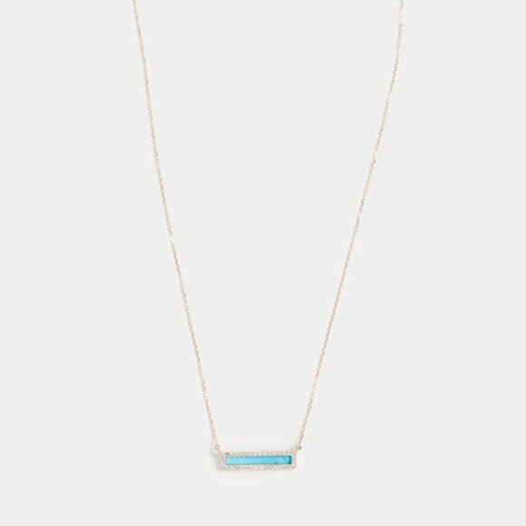 NWT Adina Reyter 14k Turquoise + Diamond Bar Necklace - Picture 1 of 3